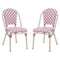 Furniture of America Misea Transitional Aluminum Patio Chair in Pink (Set of 2)