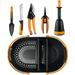 Fiskars Food Gardening Tools Kit with Harvest Basket 6 Piece Bundle Black and Orange