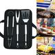 3Pcs Bbq Grill Tool Set Bbq Grill Tool Kit with Storage Bag Extra Thick Stainless Steel Spatula Fork & Tongs Mrmosy