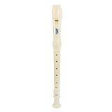 Student Portable Plastic 8 Holes Flute Soprano Recorder w Cleaning Stick Off White