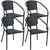 Sunnydaze Aderes Plastic Outdoor Arm Chair - Black - Set of 4