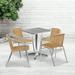 Emma + Oliver 23.5 Square Aluminum Table Set-4 Beige Rattan Chairs