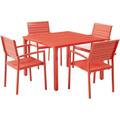 Mod Furniture Luna 5-Piece Modern Outdoor Patio Furniture Dining Set with All-Weather Aluminum Frames 4 Slat Dining Chairs and 41 Square Slat Table - LUNADN5PCST-CR