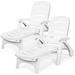 Patiojoy 2 PCS Patio Chaise Lounge Chair 5-Position Folding Recliner for Beach Poolside Backyard White