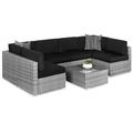 Best Choice Products 7-Piece Outdoor Modular Patio Conversation Furniture Wicker Sectional Set - Gray/Black
