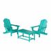 WestinTrends Malibu 3-Pieces Outdoor Patio Furniture Set All Weather Outdoor Seating Plastic Adirondack Chair Set of 2 with Coffee Table for Porch Lawn Backyard Turquoise