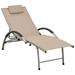 Anself Outdoor Sun Lounger Backrest Adjustable Textilene Chaise Lounge Chair Aluminum Frame Cream for Poolside Patio Balcony Garden (67-76) x 24 x (38-20.1) Inches (L x W x H)