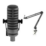 MXL BCD-1 Dynamic Broadcast Microphone (Gray) Bundle with Boom Arm Mic Stand