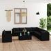 11 Piece Patio Set with Cushions Poly Rattan Black