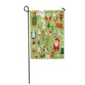 KDAGR Christmas with Cute Santa Claus Bear Trees Flowers Mittens Snowflakes and Toys Garden Flag Decorative Flag House Banner 12x18 inch