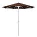 California Umbrella 7.5 Rd. Aluminum Patio Umbrella Crank Lift with Push Button Tilt White Finish Sunbrella Fabric Bay Brown
