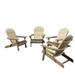GDF Studio Cartagena Outdoor Acacia Wood Folding Adirondack Chairs with Cushions Set of 4 Gray and Khaki