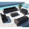 ALAULM Outdoor Patio Furniture Sets 12 Piece Patio Sectional Furniture All-Weather Outdoor Patio Sofa PE Wicker Porch Deck Couch Conversation Chair Set with Table & 10 Thickened Cushions