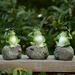 3pcs Frog Garden Statues - Frogs Sitting on Stone Sculptures Outdoor Decor Fairy Garden Ornaments