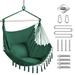 Hammock Chair Swing Hanging Rope Swing for Patio Bedroom Backyard Indoor or Tree Hanging Rope Swing Seat with Detachable Metal Support Bar & 2 Cushions Max. Weight 250 Lbs