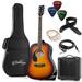 Ashthorpe Left Handed Dreadnought Acoustic Electric Guitar with 10-Watt Amp Sunburst