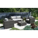 Living Source International 5-Piece Wicker/Rattan Sectional Set in Espresso/Gray