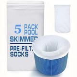5 Pcs Pool Skimmer Socks Savers for Inground & Above Ground Pool Fine Mesh Leaves Pollen Catcher Debris Pre-Filter Scum Sock