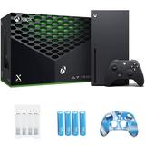 Microsoft Xbox Series X 1TB SSD Gaming Console with 1 Xbox Wireless Controller - Black 2160p Resolution 8K HDR Wi-Fi w/Silicone Controller Cover Skin + Batteries and Charger Accessories Set