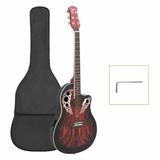Tcbosik Glarry 41 Inch Full-Size Cutaway Acoustic-Electric Guitar Grape Voice Hole Spruce Top Round Back Sunset Red