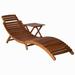 Dcenta Folding Sun Lounger with Side Table Set Acacia Wood Outdoor Chaise Lounge Chair for Poolside Beach Deck Backyard Balcony Garden Patio