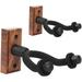 WINGO Guitar Wall Mounts 2 Pack Guitar Wall Hanger Holder Stand for Acoustic Electric Guitar Bass Ukulele â€“ Black Walnut Woodbase