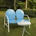 Crosley Griffith 2 Piece Metal Patio Loveseat Set in Sky Blue