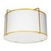 Dainolite - Trapezoid - 2 Light Drum Flush Mount-Gold Finish-White Shade Color