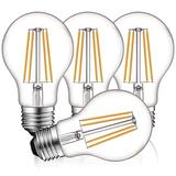 Luxrite Vintage A19 LED Light Bulbs 60W Equivalent Dimmable 800 Lumens LED Edison Bulb 8W E26 Base (4 Pack) 2700K (Warm White)