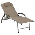Dcenta Outdoor Sun Lounger Backrest Adjustable Textilene Chaise Lounge Chair Aluminum Frame Taupe for Poolside Patio Balcony Garden (67-76) x 24 x (38-20.1) Inches (L x W x H)