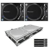 Pioneer DJ PLX-1000 Professional High Torque Direct Drive DJ Turntables with Protective Transport Cases Duo Package