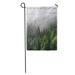 SIDONKU Evergreen Forest Overview Tops of Tall Green Trees Dense Fog Garden Flag Decorative Flag House Banner 28x40 inch