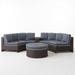 Afuera Living 6 Piece Outdoor Wicker Sectional Sofa Set in Navy