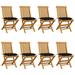 Patio Chairs with Black Cushions 8 pcs Solid Teak Wood
