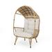 Primo Outdoor Wicker Standing Basket Chair with Cushion Light Brown and Beige