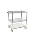 21 Deep x 48 Wide x 39 High 3 Tier Stainless Steel Shelf Cart with 2 Wire Shelf & 1 Solid Shelf