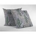 HomeRoots 20 in. Tropical Leaf Indoor & Outdoor Zippered Throw Pillow Blue Purple & Muted Gray