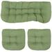 Sunnydaze Tufted 3-Piece Indoor/Outdoor Settee Cushion Set - Olive Green