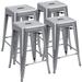 Lacoo Indoor-Outdoor 24 Inches Metal Stackable High Backless Bar Counter Stools Silver