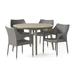 GDF Studio Alametos Outdoor Acacia Wood and Wicker 5 Piece Dining Set Gray