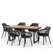 GDF Studio Roma Outdoor Acacia Wood and Resin 7 Piece Dining Set Black and Teak