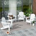 Westintrends 4 Pcs Outdoor Folding HDPE Adirondack Patio Chairs Weather Resistant White