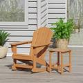 WestinTrends Malibu 2 Piece Outdoor Rocking Chair Set All Weather Poly Lumber Porch Patio Adirondack Rocking Chair with Side Table Teak