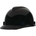 MSA V-Gard Standard Slotted Hardhat Cap w/ Fas-Trac Suspension Black (10 Units)