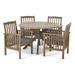 GDF Studio Valence Outdoor Acacia Wood 5 Piece Dining Set with Cushion Gray and Dark Gray