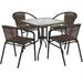 Bowery Hill 5 Piece Square Patio Dining Set in Black and Brown