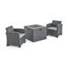 GDF Studio Shalett Outdoor Faux Wicker Club Chair and Fire Pit Set 3 Piece Charcoal Light Gray and Dark Gray