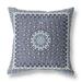 HomeRoots 414671 20 in. Slate Blue Holy Floral Indoor & Outdoor Throw Pillow Indigo & Light Blue