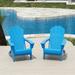 Costaelm Paradise Classic Adirondack Folding Adjustable Chair Outdoor Patio HDPE Weather Resistant (Set of 2) Pacific Blue
