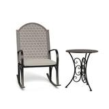 Tortuga Outdoor Garden Rocking Chair with Side Table - Oiled Copper Finish Beige Cushion